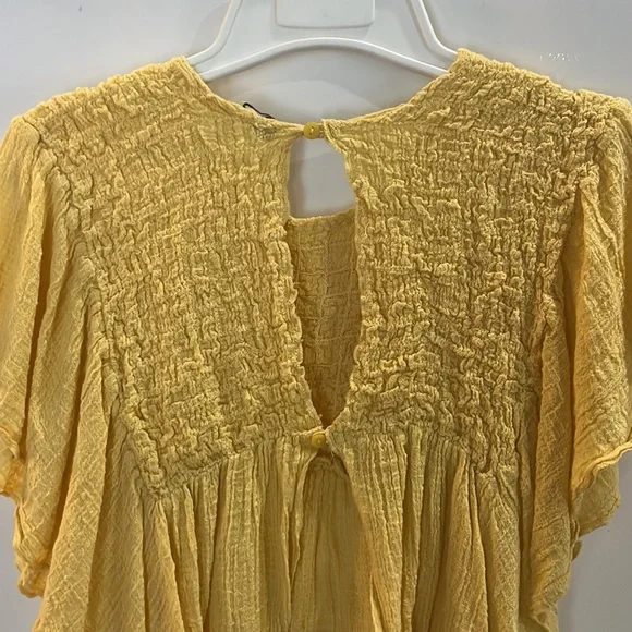 Yellow Smocked Free People Top - Picture 3 of 3